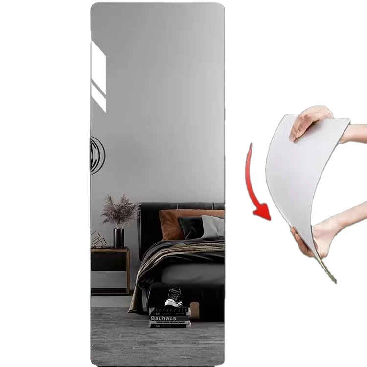Thick Unbreakable Flexible Self-Adhesive Wall Mirror Sticker Dressing Mirror Wall Mounted for Home Decor Bathroom