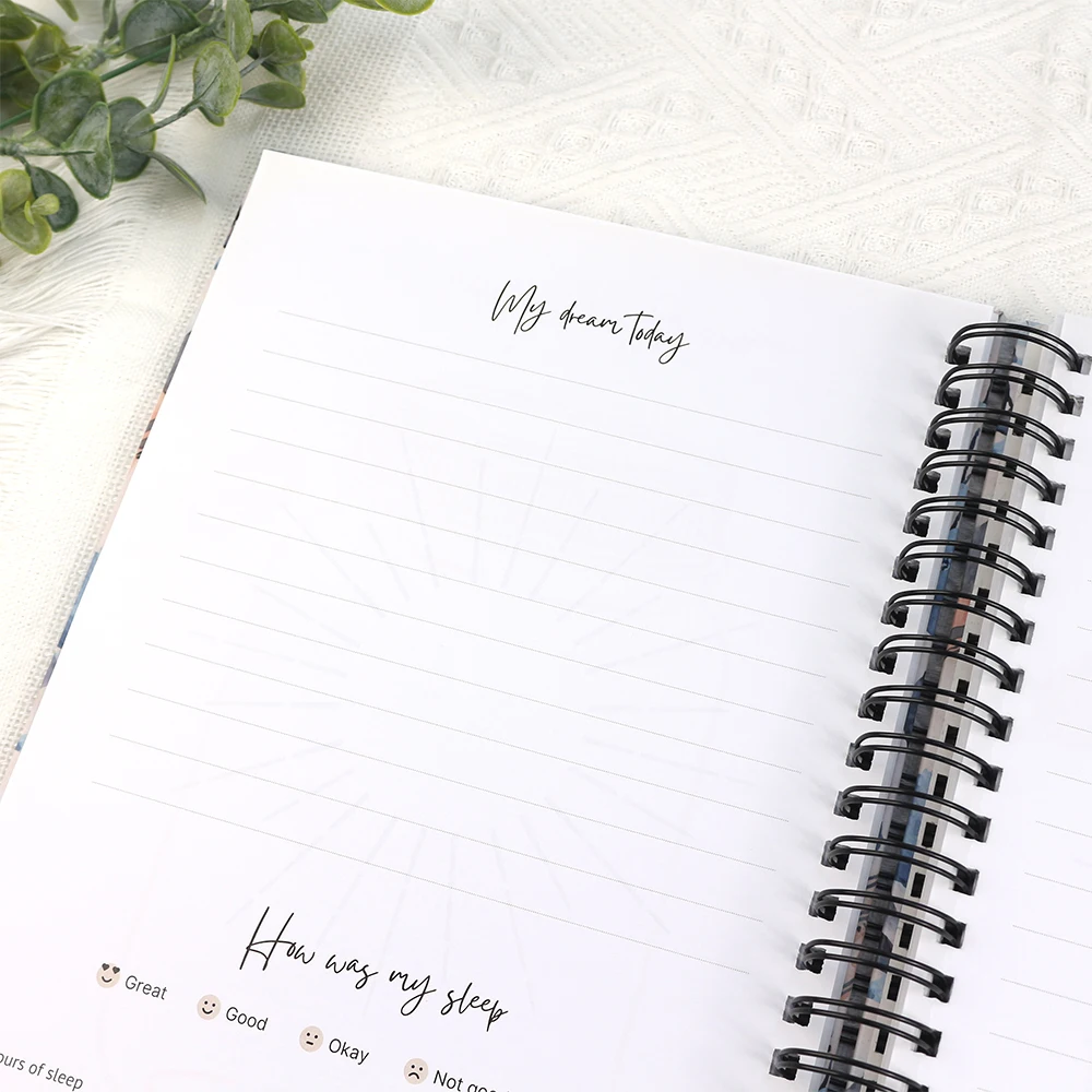 Life Journal Notebook Custom Printing Wellness Journal Spiral Affirmation Journal Hardcover custom size Printed Diary Planner