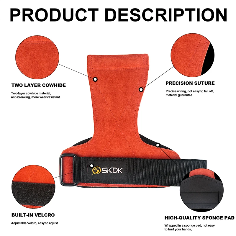 Customized Anti-Slip Cowhide Palm Protector Cover Gym Fitness Exercise Wrist Wraps Leather Weight Lifting Grip