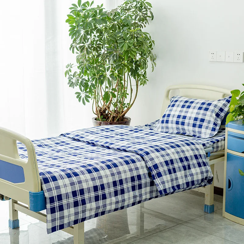 20240916 Free samples on factory price for Cotton Hospital Plain Striped Bedsheet Twin Size Fitted Bed Sheet
