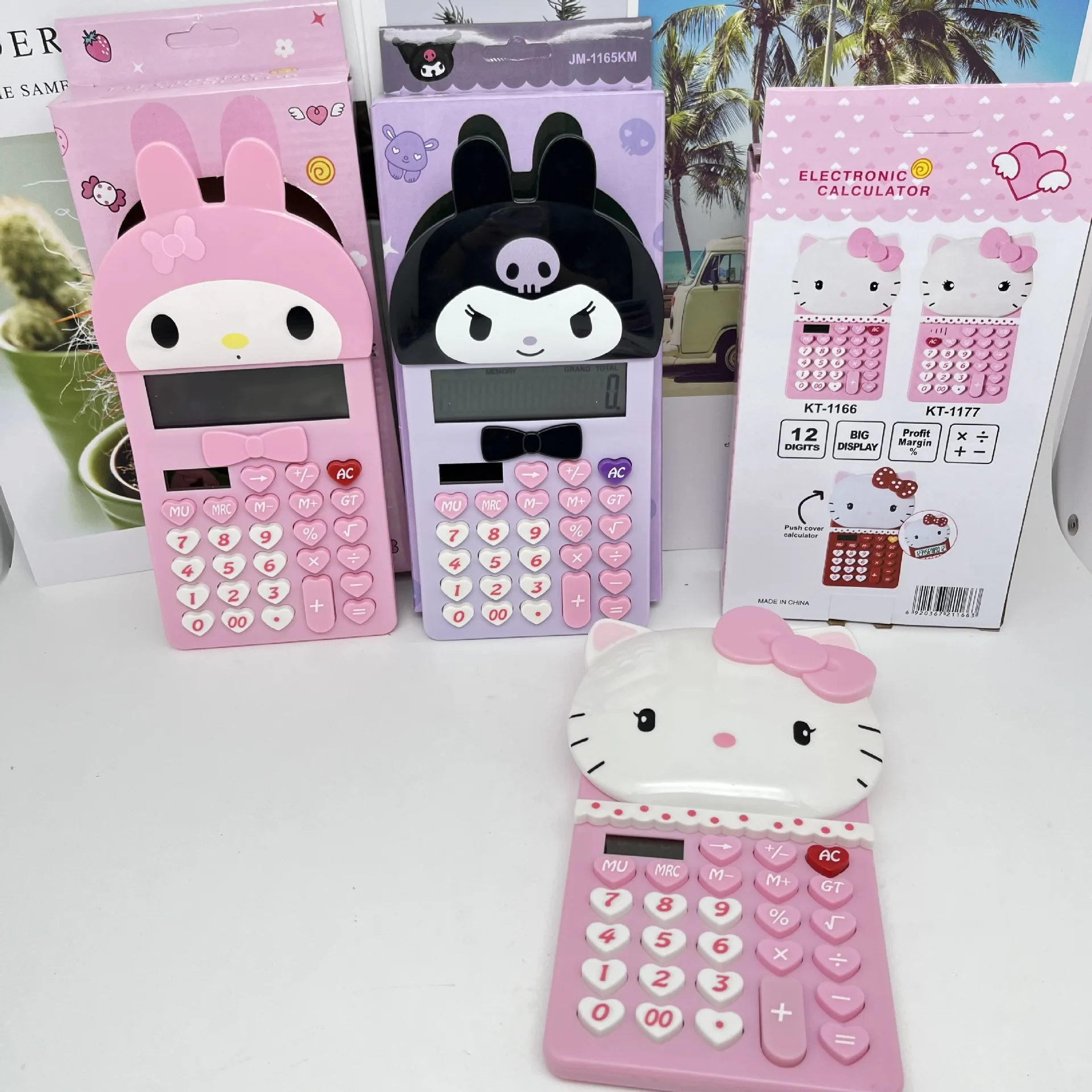 Cute 12-Digit Desktop Calculator Precision Financial Counteller Digital Scientific Style Plastic Solar Anime