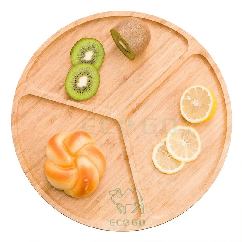 Divided Serving Tray, 13' Veggie Tray Container Bowls, Lazy Susan Relish Sectional Snack Tray with 7 Moveable Compartment