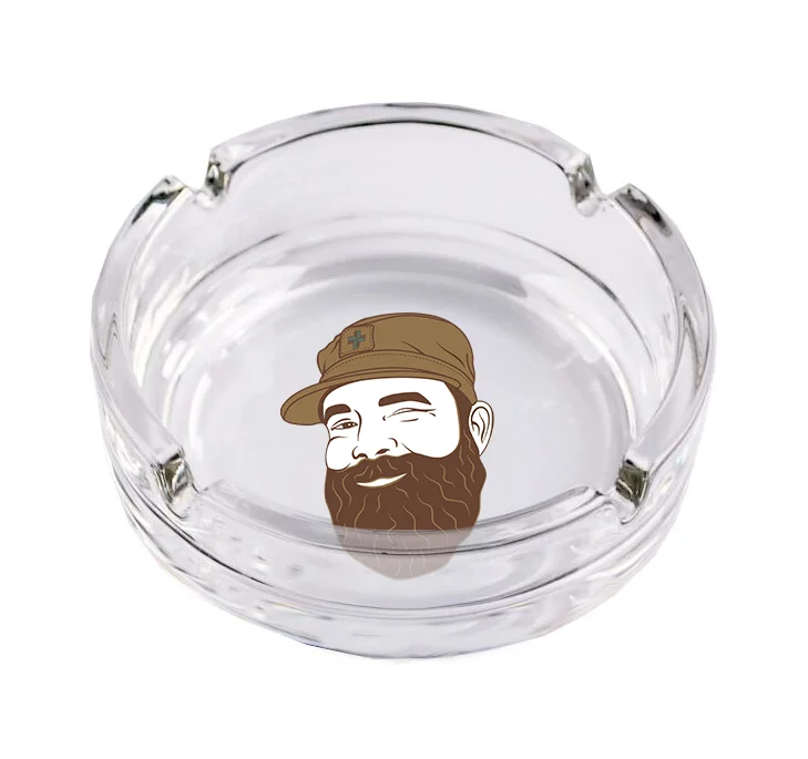 Latest Promotion Price Glass Ashtray 3d Carving Ash Tray Cigar Receptacle Fancy Ashtray Cigarette Ashtray With Non-Slip Base