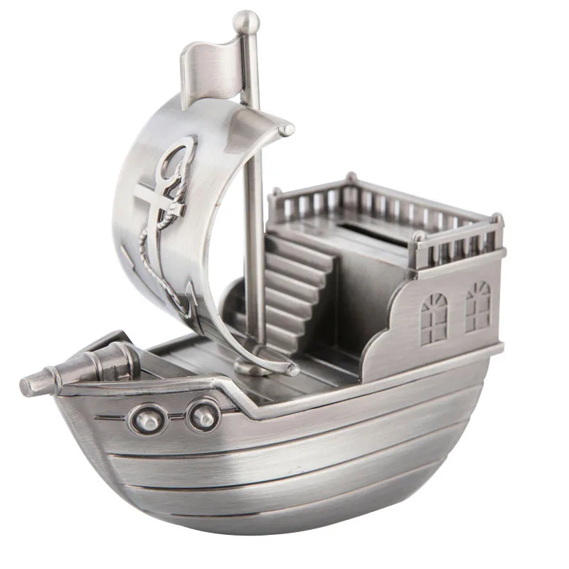 2023 new Exquisite metal pirate ship coin bank money box for coin holder for birthday gifts