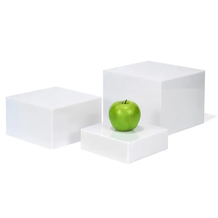 White Acrylic Buffet Display Stand Acrylic Food Display Risers Cubes
