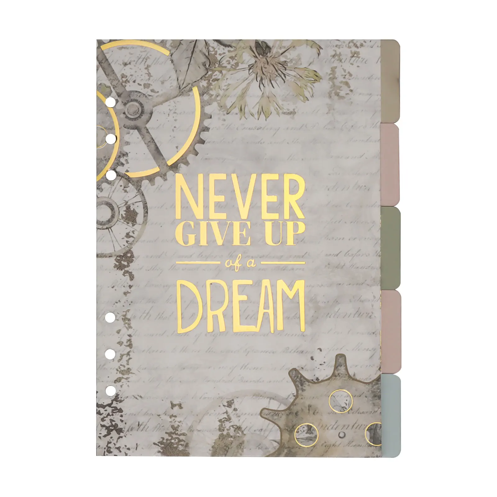 Foil stamping side tab planner divider A5 A6 cover planner binder inserts 5 tabs planners dividers sheet