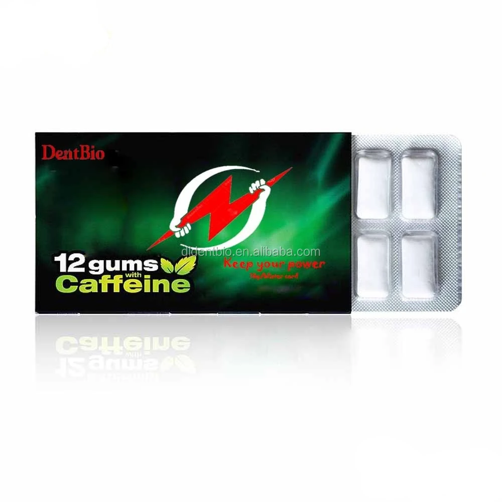 Energy Boost Natural guarana Caffeine power chewing gum Customize Minty gum Vitamin Added