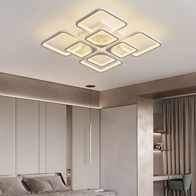 2023 Energy saving Rectangular Living Room Metal LED Ceiling Lamp Modern Surface Mounted Ceiling Lamp Black Natural Light