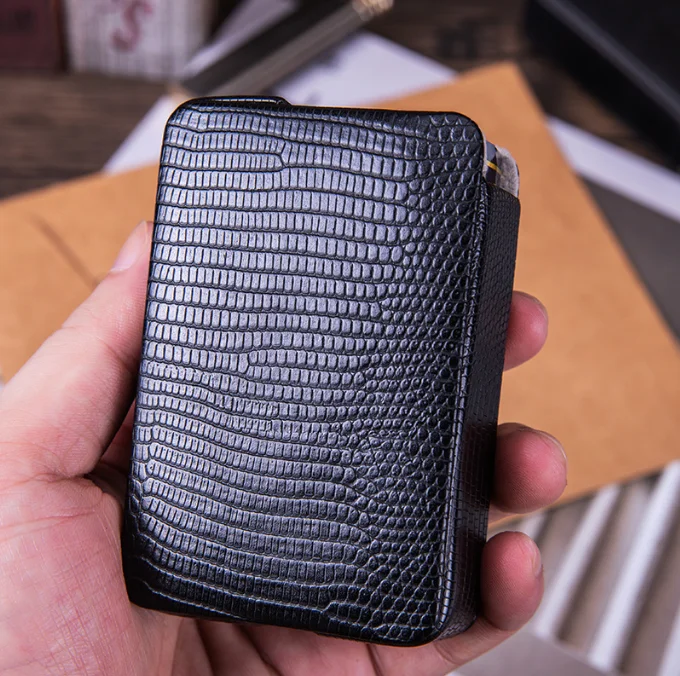 Wholesale Top Quality Reusable Black PU Leather Soft Whole Pack Cigarette Capacity Cigarette Case Portable Cigarette Box