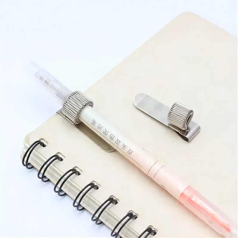 IN STOCK Silver Manganese steel pen clip organizer holder for notebook