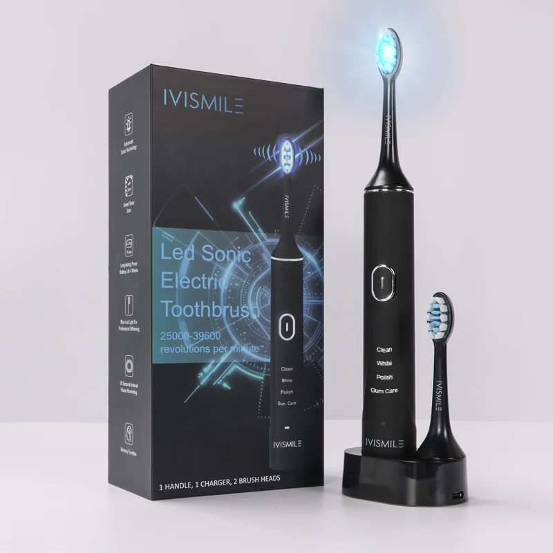 IPX7 водонепроницаемый Мощный чистящий отбеливающий очиститель зубов Smart Sonic Беспроводная перезаряжаемая электрическая зубная щетка