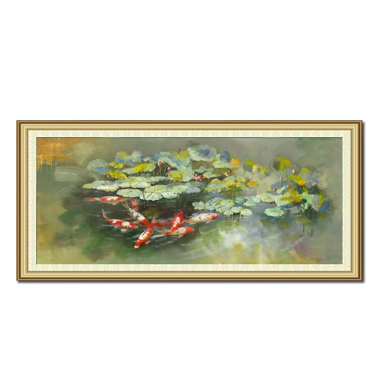 Factory directly offer canvas oil painting artworks abstract koi fish