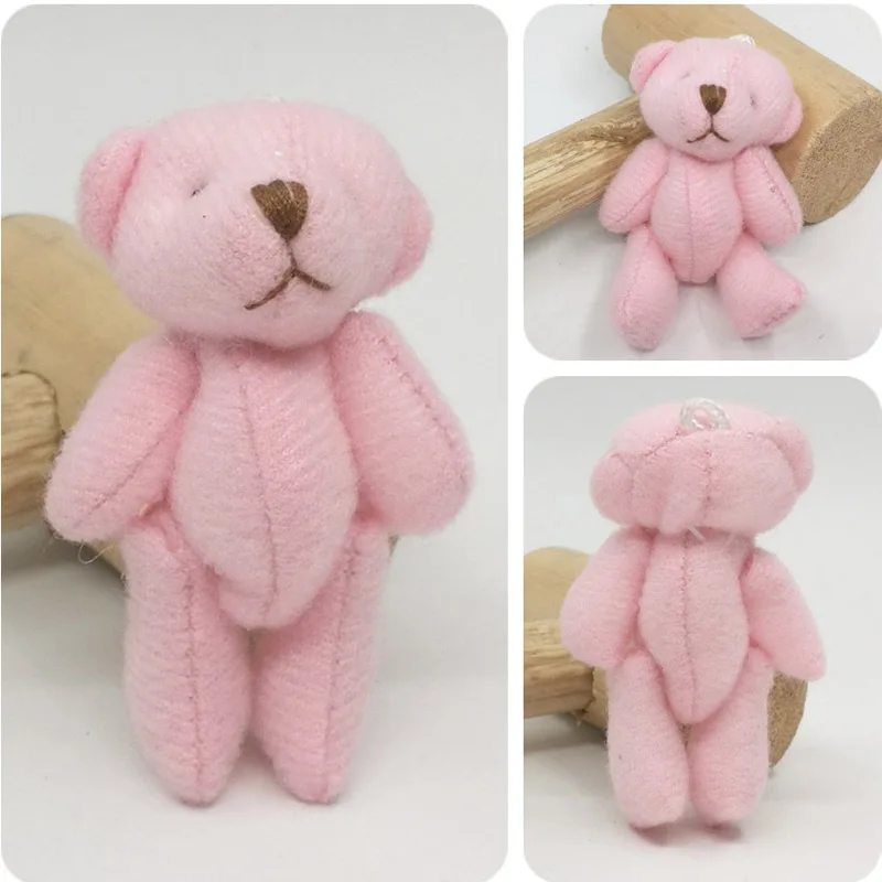 Hot Selling 6CM Small Plush Joint Teddy Bear Keychain Cheap Price Promotional Gift Mini Teddy Bear Bouquet Toy