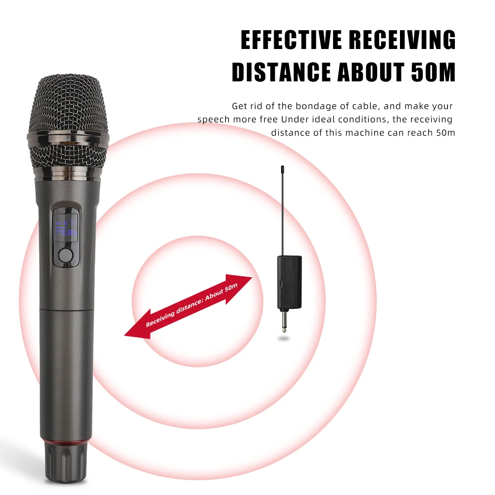 Sans Fil Professionnel Ktv Stage Handheld Audio System Dynamic Professional Wireless Microphone Noise Cancelling Microfone >98DB