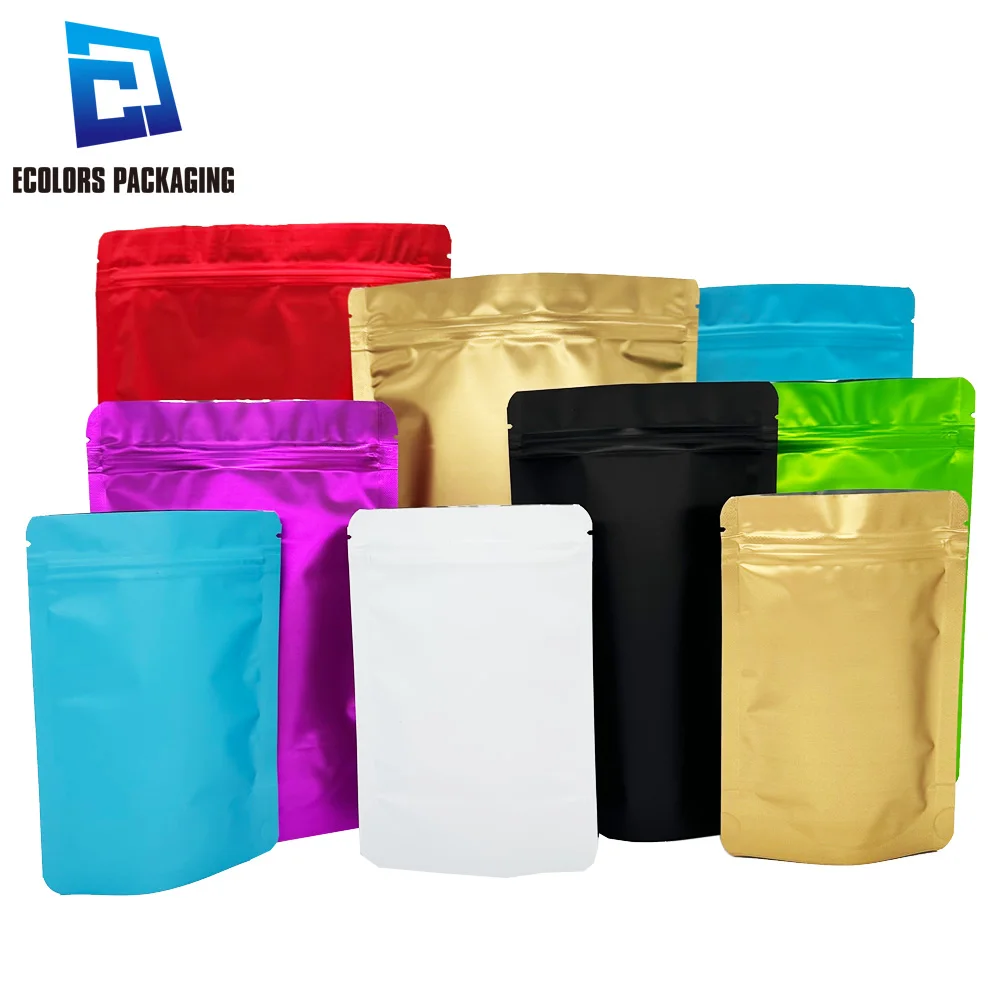 in stock wholesale custom logo printed laminated colorful mylar plastic zipper bag packaging stand up pouches for food package