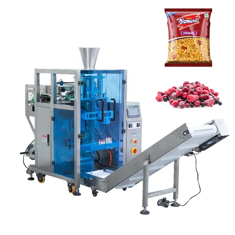 Dried food dry fruit banana chips screw coffee beans granule vffs gummy pasta packaging machine