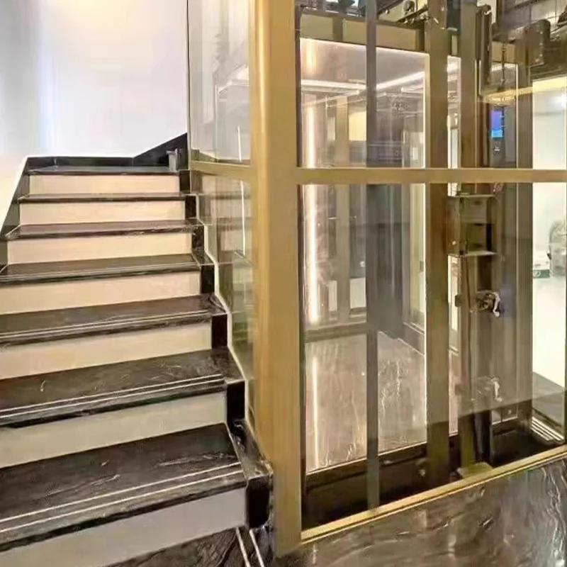 Modern Design Quiet Hydraulic Barrier-Free Glass Elevator for Home and Sightseeing AC Drive Passenger Elevator for Villas