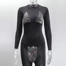 stripper exotic dancer outfits dancewear  rhinestone crystal bikini 2021 swimwear thong set with cover up performance wear