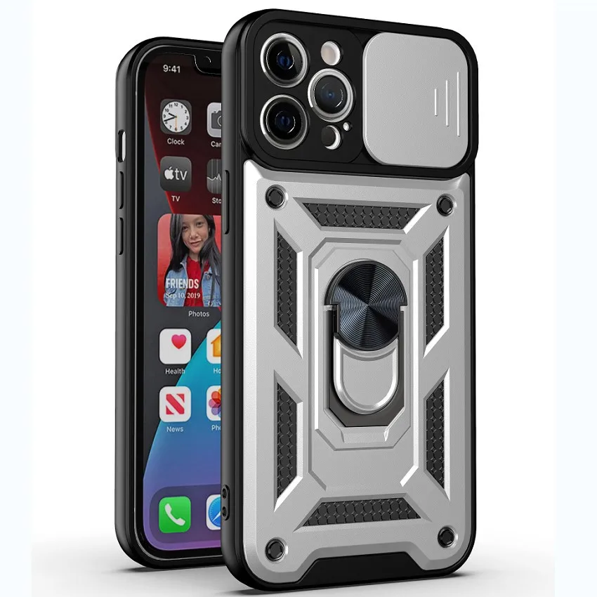 New Arrival 2 in 1 hybrid Slide Camera Lens Protect Phone Case for Moto G200 5G armor kickstand case G100 G71 G52