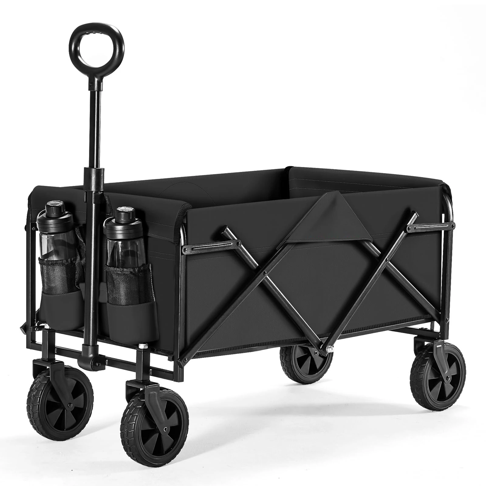 Factory Direct Folding Wagon with Wheels - Heavy Duty Folding Utility Wagon for Outdoor Camping Gardens