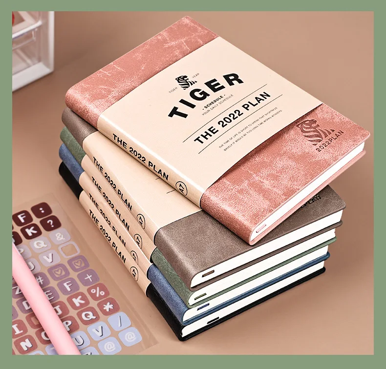 2022 Environmental Friendly Discolored Pu Leather Hand Account Book Monthly Plan A7 Agenda Book Portable Pocket Notepad