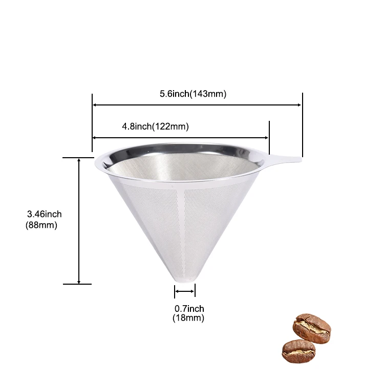 Reusable Coffee Filter drip strainer Coffee Dripper mesh Stainless Steel Metal Cone Coffee Filter