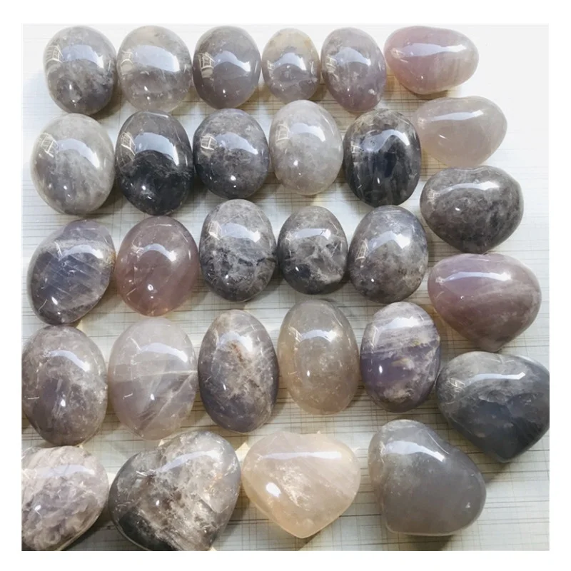 Wholesale New Product Natural Crystal Blue Rose Quartz Palm Stone Heart Shape for Healing