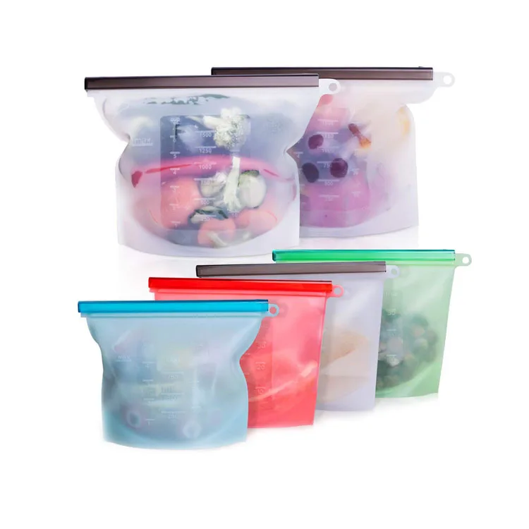 Eco friendly personalized freezer leakproof silicone reusable food storage bag set
