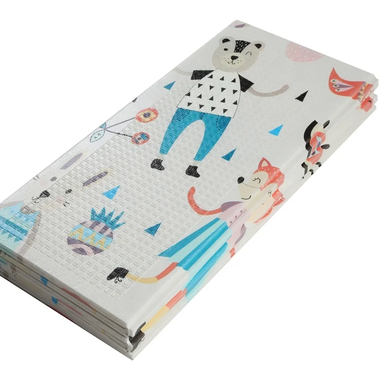 Eco friendly xpe foam baby care folding cartoon crawling play mat for children