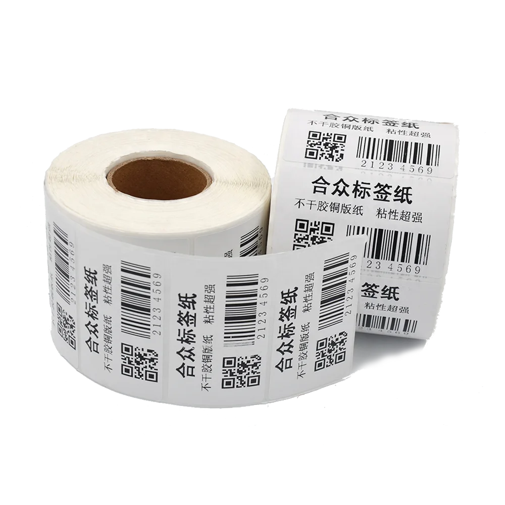 Coated paper 40x25mm customized product barcode printing self-adhesive label
