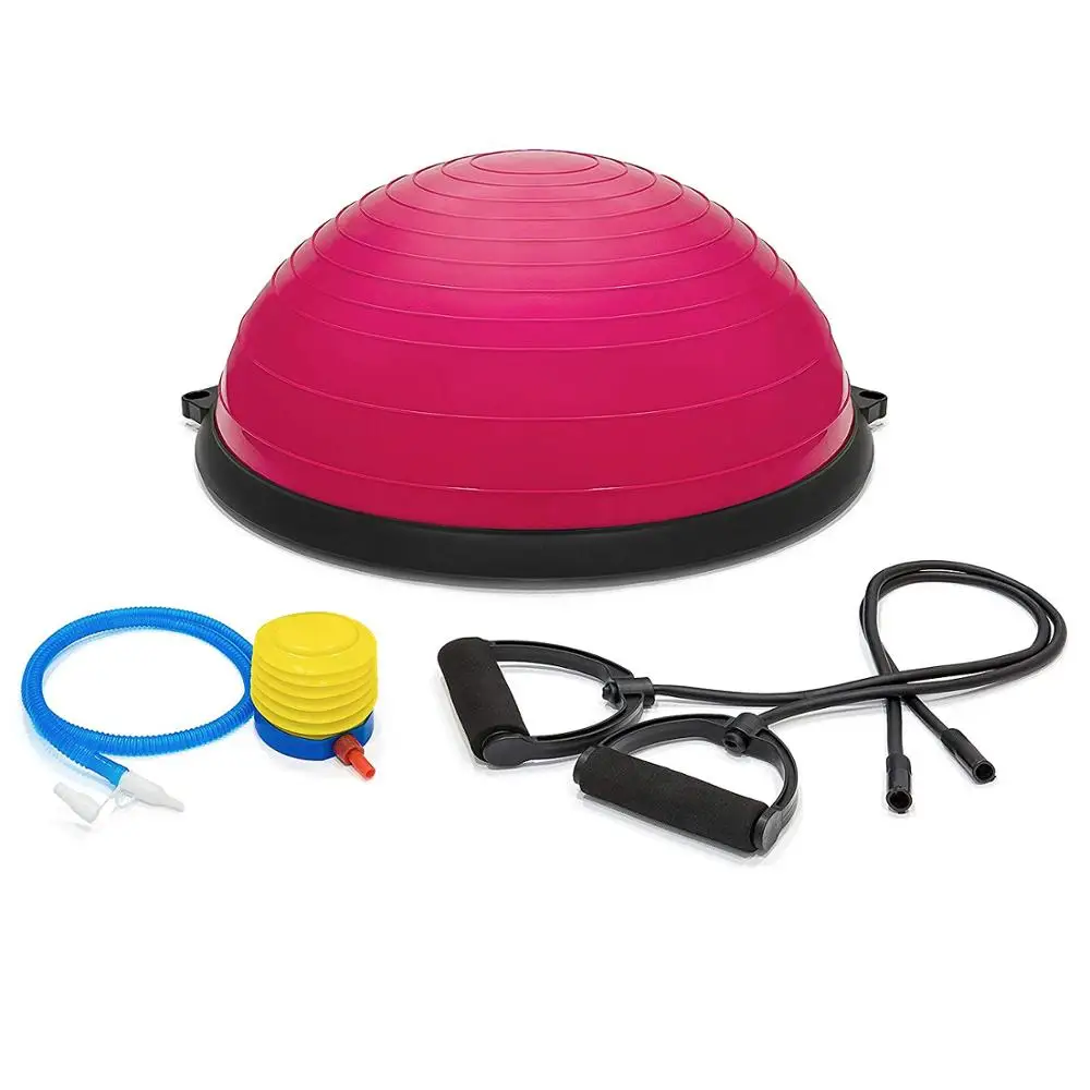 2018 hot sales Premium Yoga Fitness Balance Trainer Ball with Resistance Band set  Yoga Half Ball magnetic balls