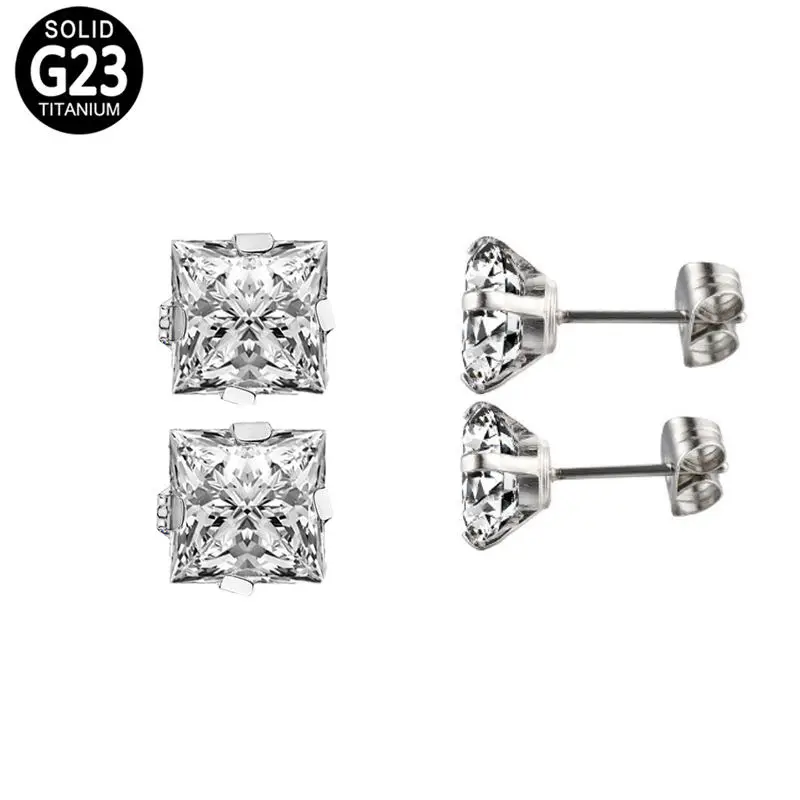 ASTM F136 Titanium Body Piercing Jewelry Zircon Buttfly Button Clip Studs Earring For Women