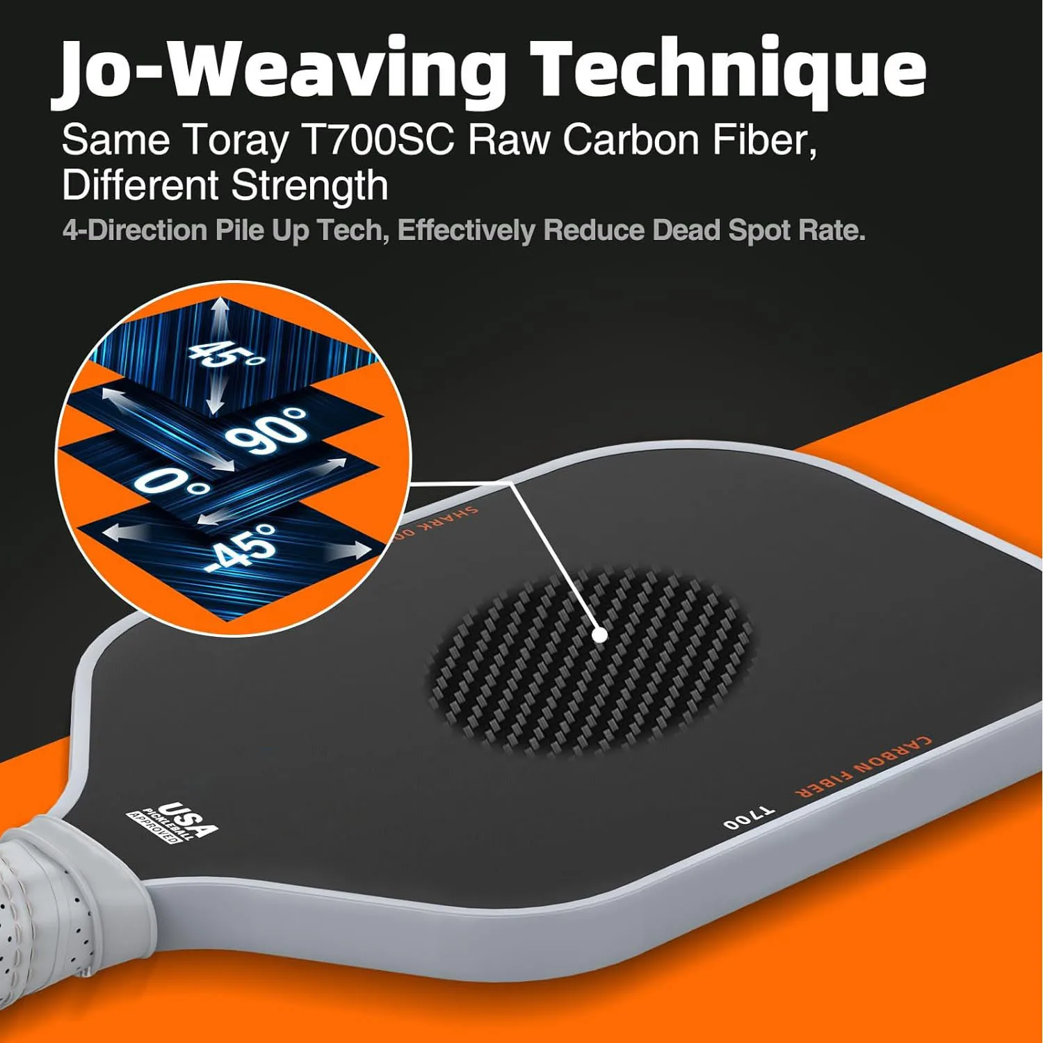 Professional T700 Pickleball Paddle Fabric Frosted Texture 3k Carbon Fiber Usapa Pickleball For Competitions