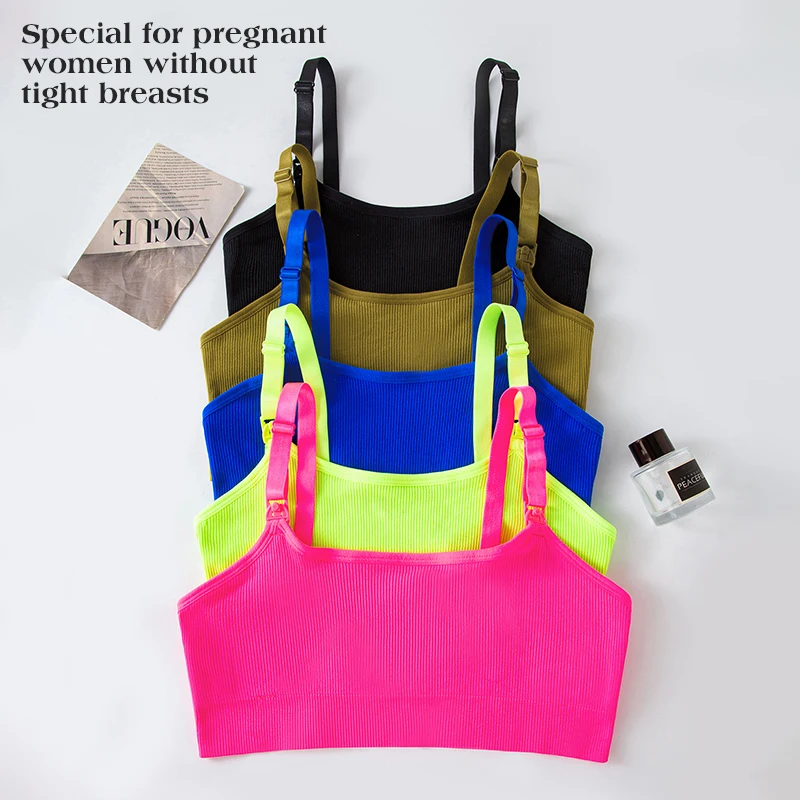 Seamless threaded double-layer breastfeeding bra Padded with adjustable straps Comfortable and breathable breastfeeding bra