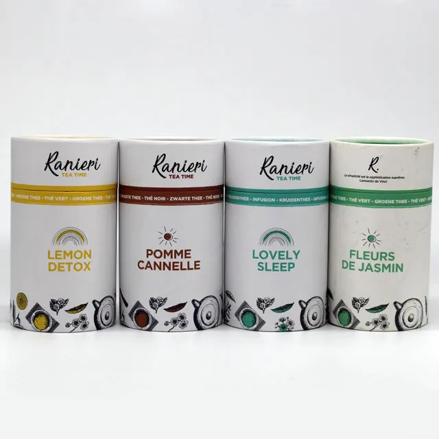 Custom High quality food grade round recycled paper tube cardboard packaging box for tea packaging luxury