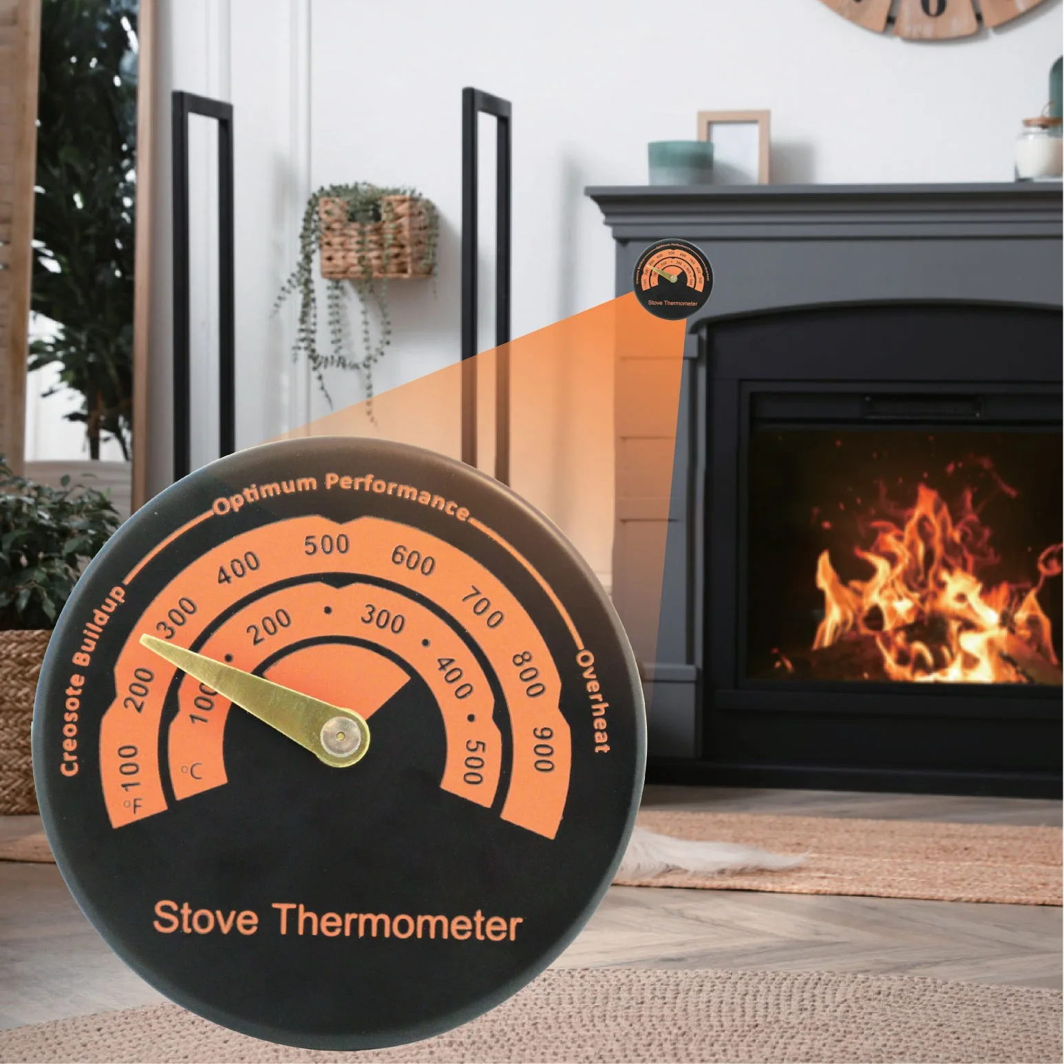 Dial Indoor Dial Kitchen Thermometer with Magnet Adsorption for Indoor Use Grill Fireplace Oven Thermometer for Kitchen