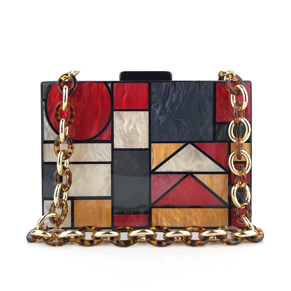 OC4126 China evening bags factory acrylic geometric multi purse frames