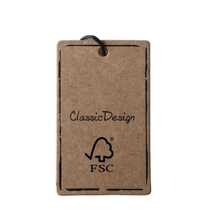 Customized FSC forest certification of color paper label renewable kraft paper hang tags
