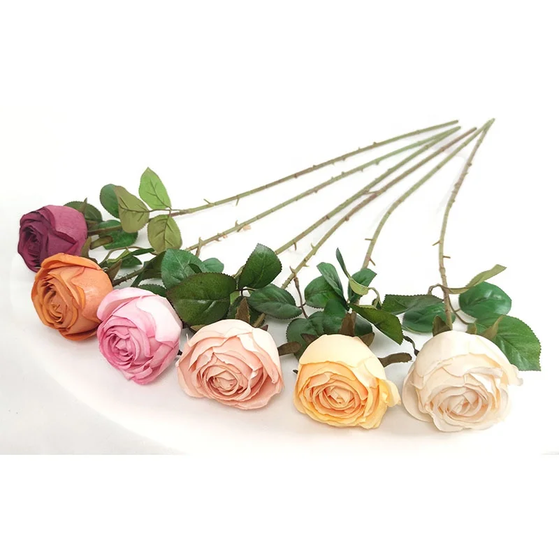 YIWAN wholesale Real Touch silk high branch diamond roses Red Artificial Flowers Fake Rose Home decoration for Bridal Wedding