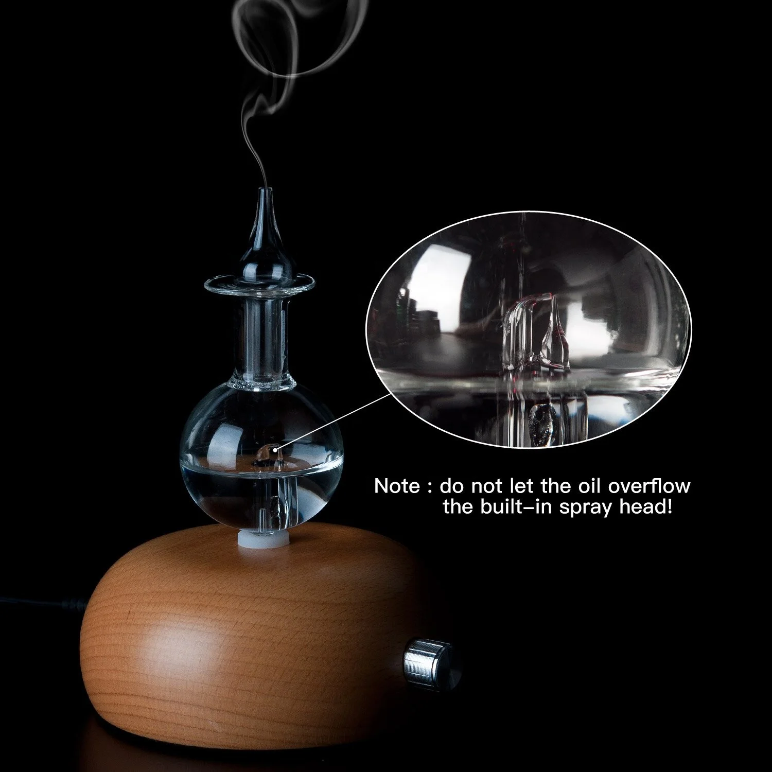 Natural Wood and Glass Nebulizing Pure Essential Oil Aromatherapy Diffuser,Waterless Essential Oils Nebulizer for Premium Home