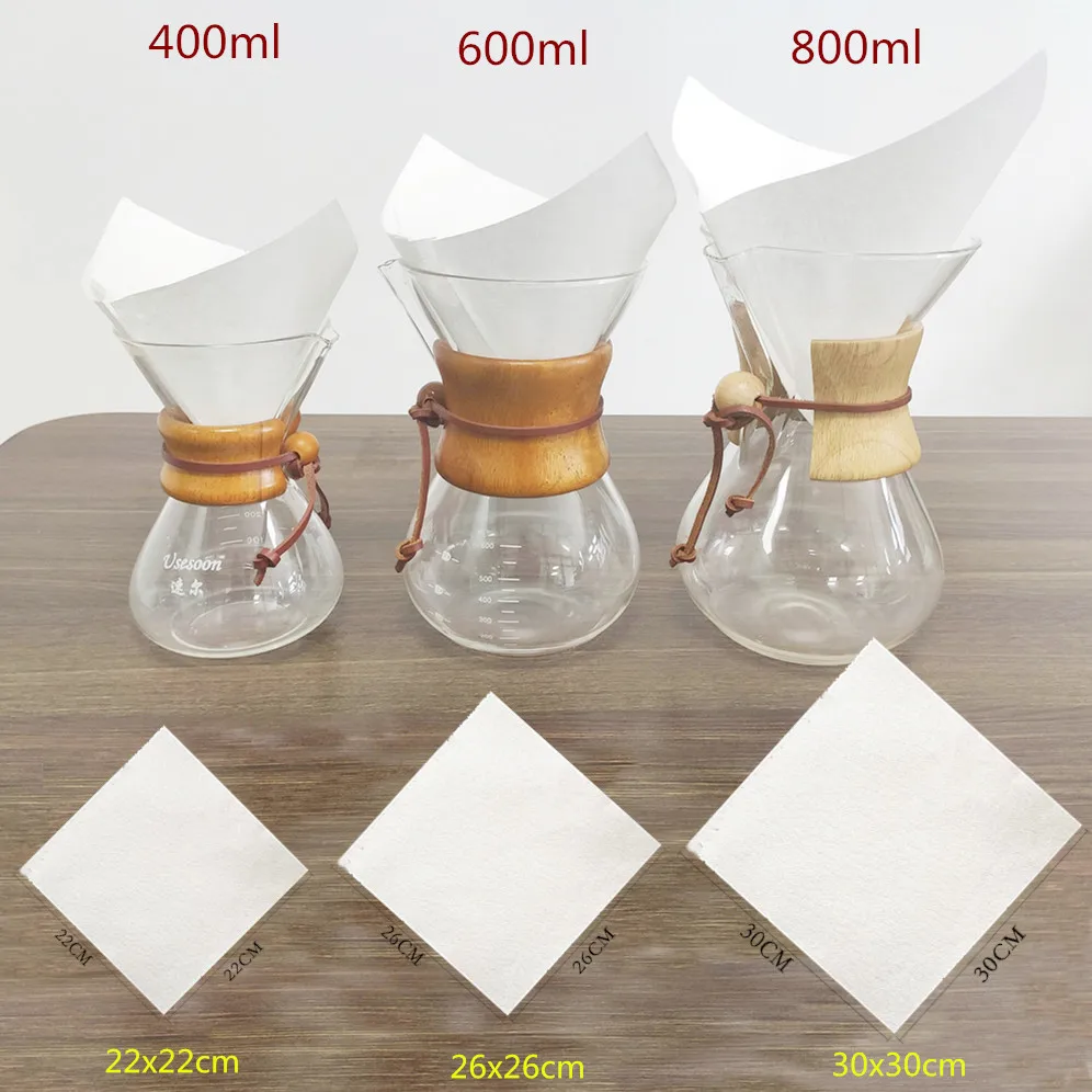 Hot sales food grade white and natural 30*30cm coffee paper filter for coffee maker brewer