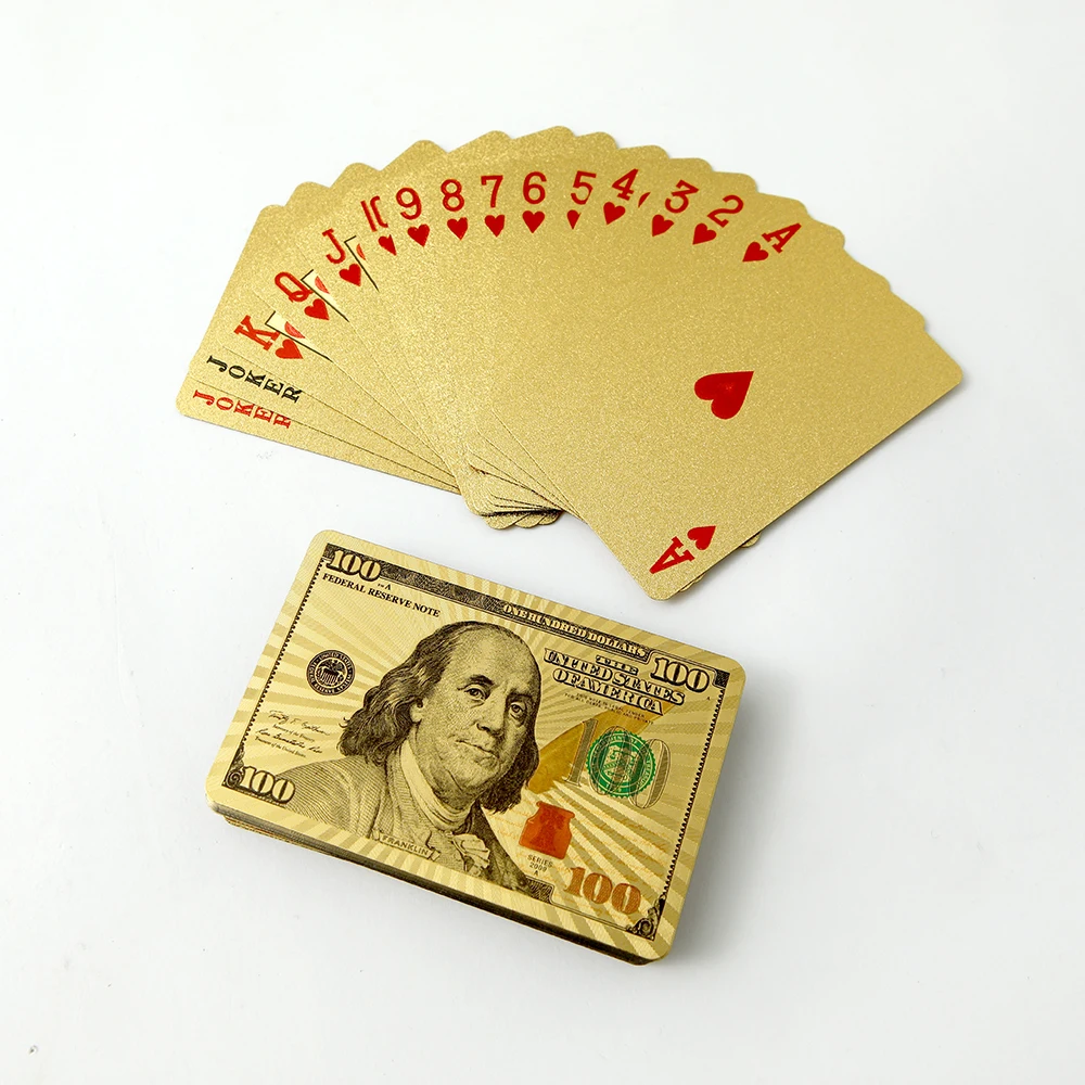 custom sublimation golden poker cards printed plastic card game playing cards