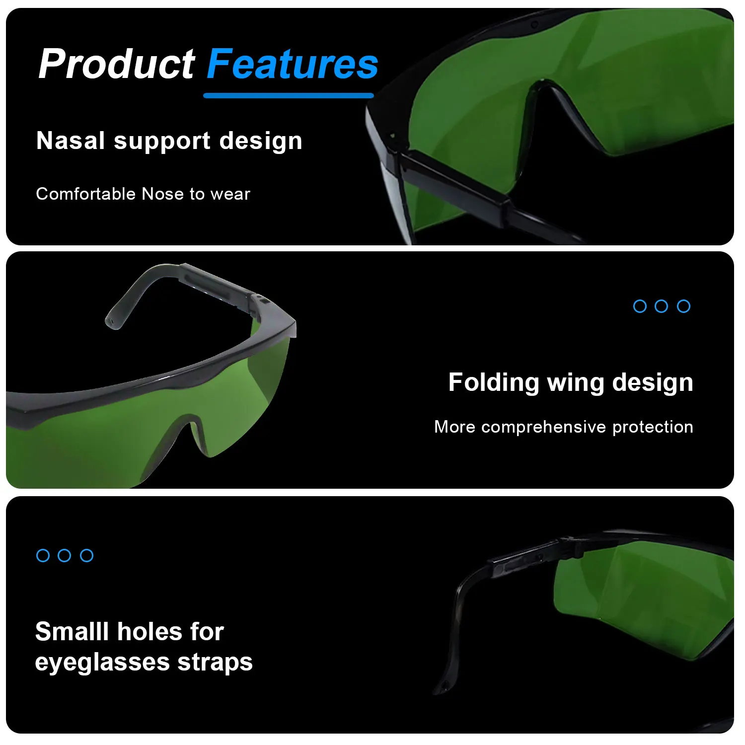 EN207 Z87 590 690nm Ipl Beauty Welding Laser Safety Goggles Protective Hair Removal 1064 Fashion UV400 Laser Safety Glasses