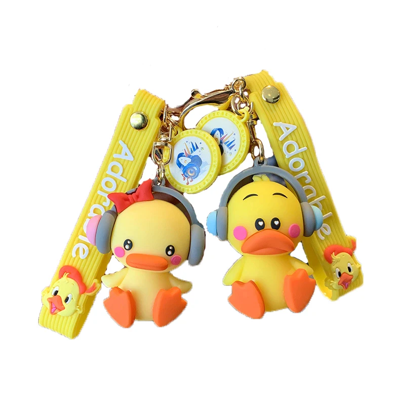 Fashionable cartoon silicone yellow duck  cute key chain for phone bag car