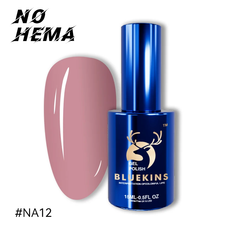BLUEKINS Hema Free cheap lasting long color cover nude nail gel polish non toxic organic 3 IN 1 uv gel nail polish