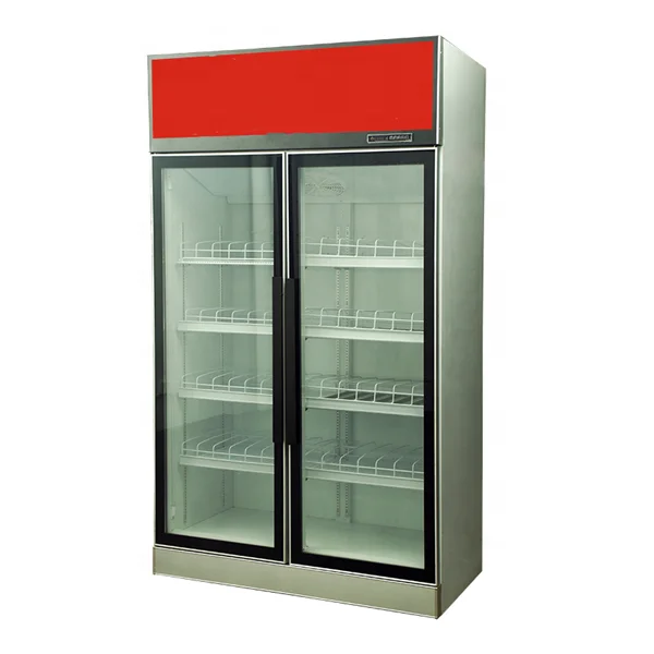 LC-893 Glass Double Door Refrigerator and Freezer Capacity Vertical Showcase Refrigerator