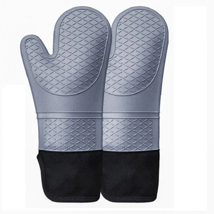 Long Double Liner Heat Resistant Gloves Silicone Bbq Kitchen Oven