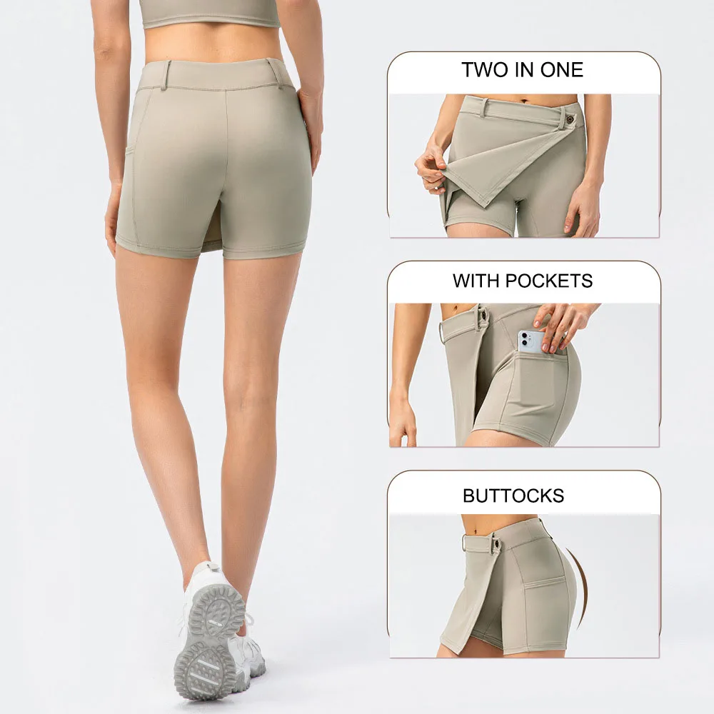 Sell Well New Type Badminton Clothes Quick Dry Vetement De Sport Solid Color Tennis Wear Two In One Skirted Sweat Shorts