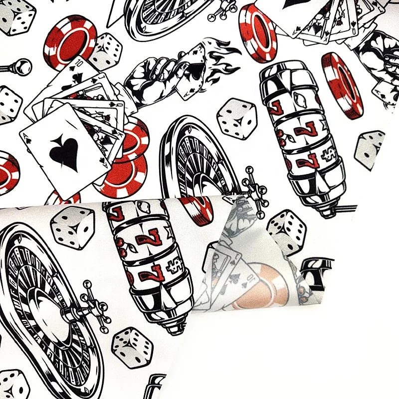 YH8-5823 Casino SO Cool American Style White Color Lining Polyester Soft Satin Digital Printed linings fabrics