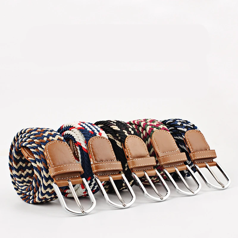 Оптовая продажа популярные женские холщовые ремни мужские эластичные повседневные трикотажные с пряжкой